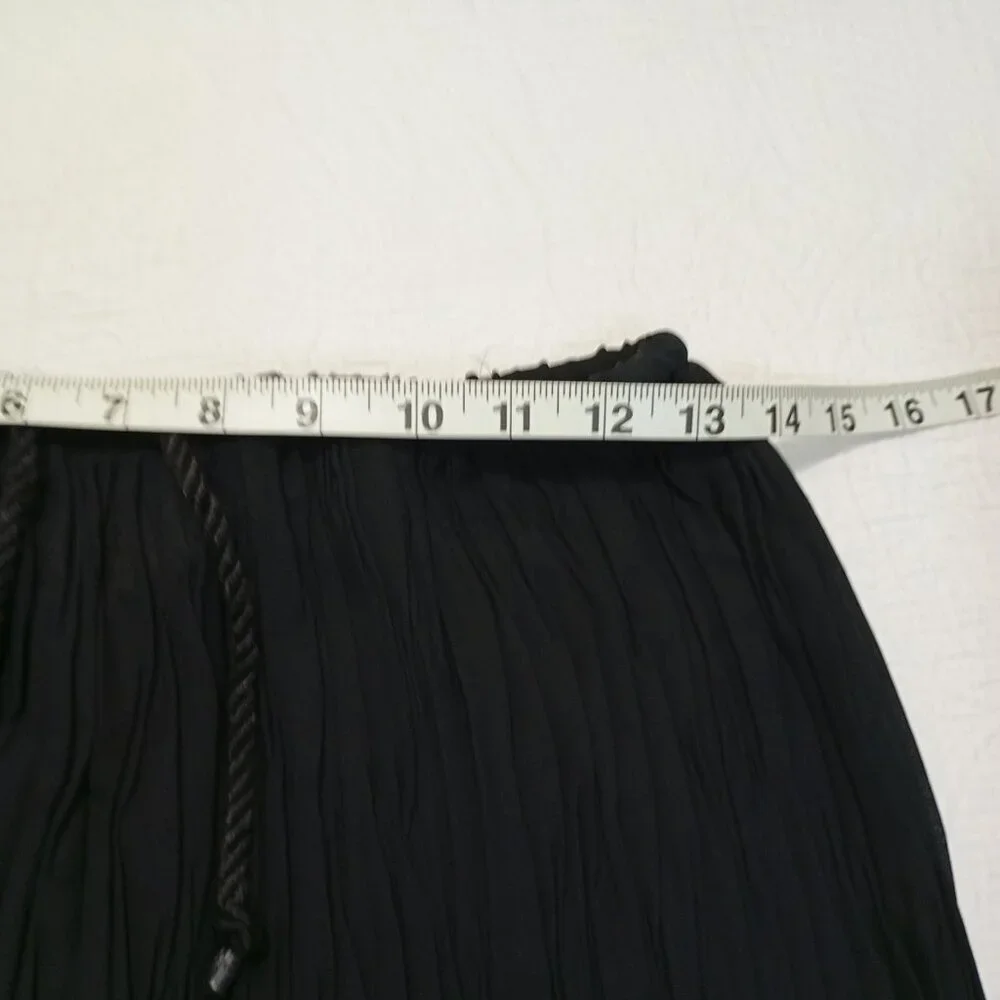 C'est Duo By Casablanca Black Crinkle Wide-Leg Pants With Drawstring Waist Sz S - Picture 10 of 13